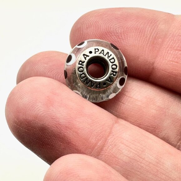 Pandora Polka Dot Murano Glass Charm 925 ALE Sterling Silver - Picture 2 of 4